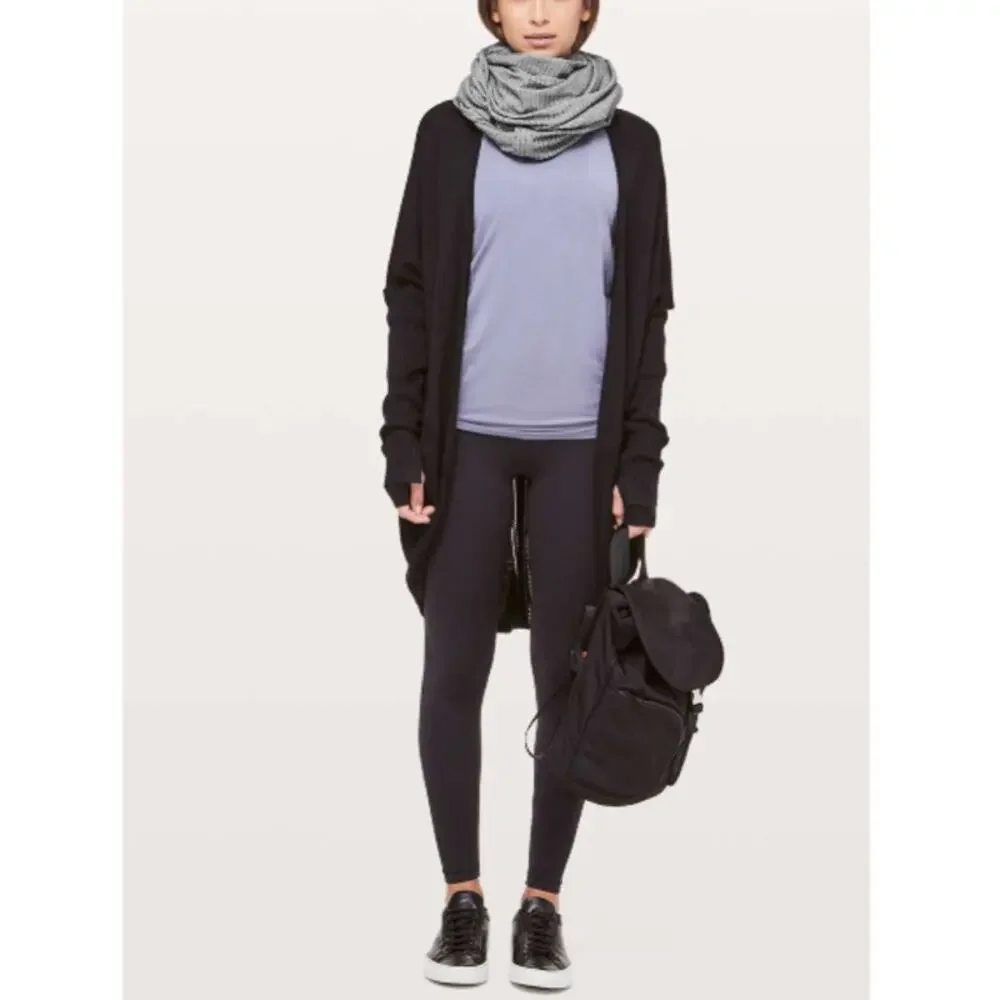 NEW LULULEMON Women's Heathered Herringbone Black White Vinyasa Scarf Infinity